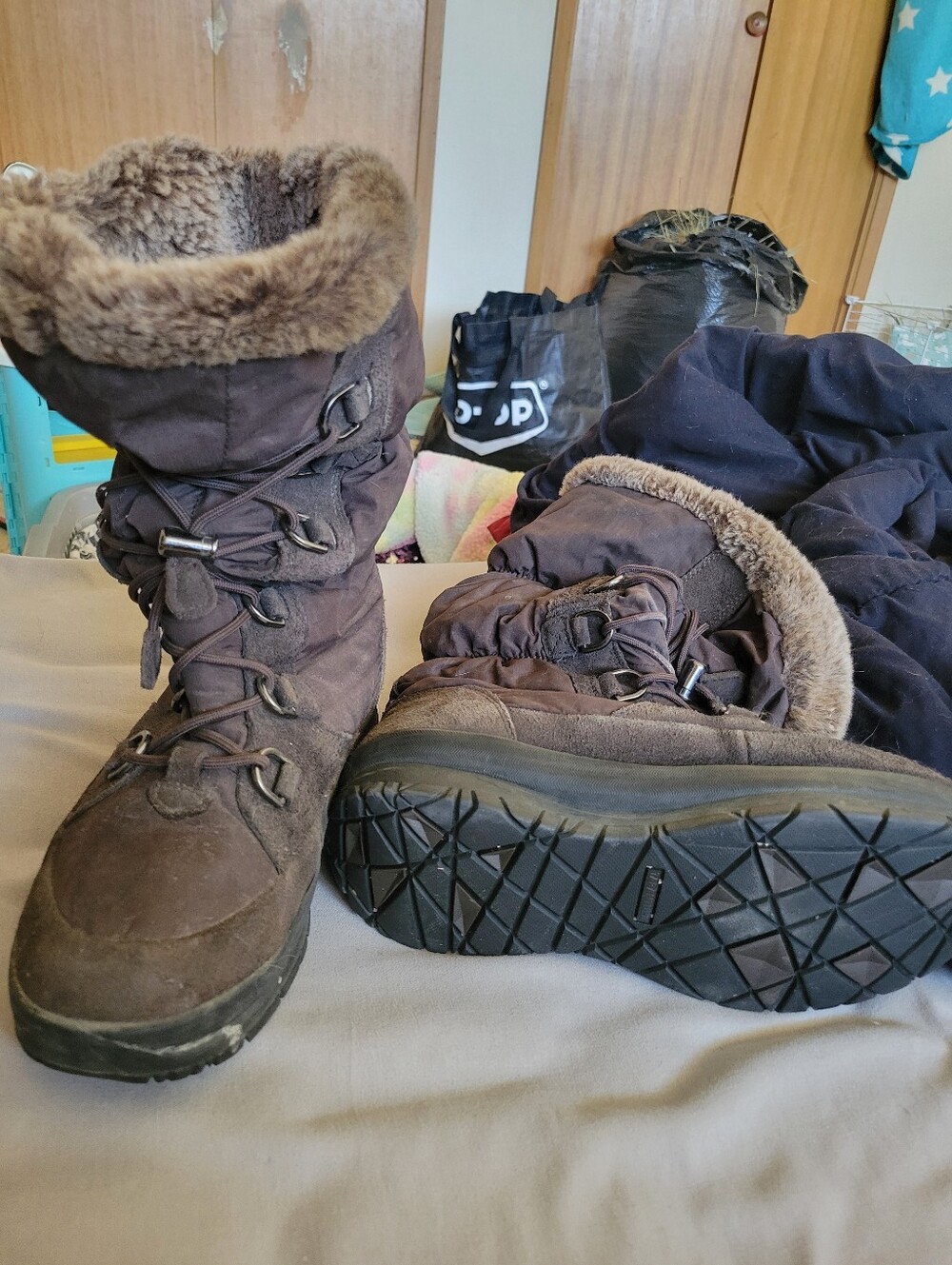 Women's Brown Winter Fur-Trim Boots